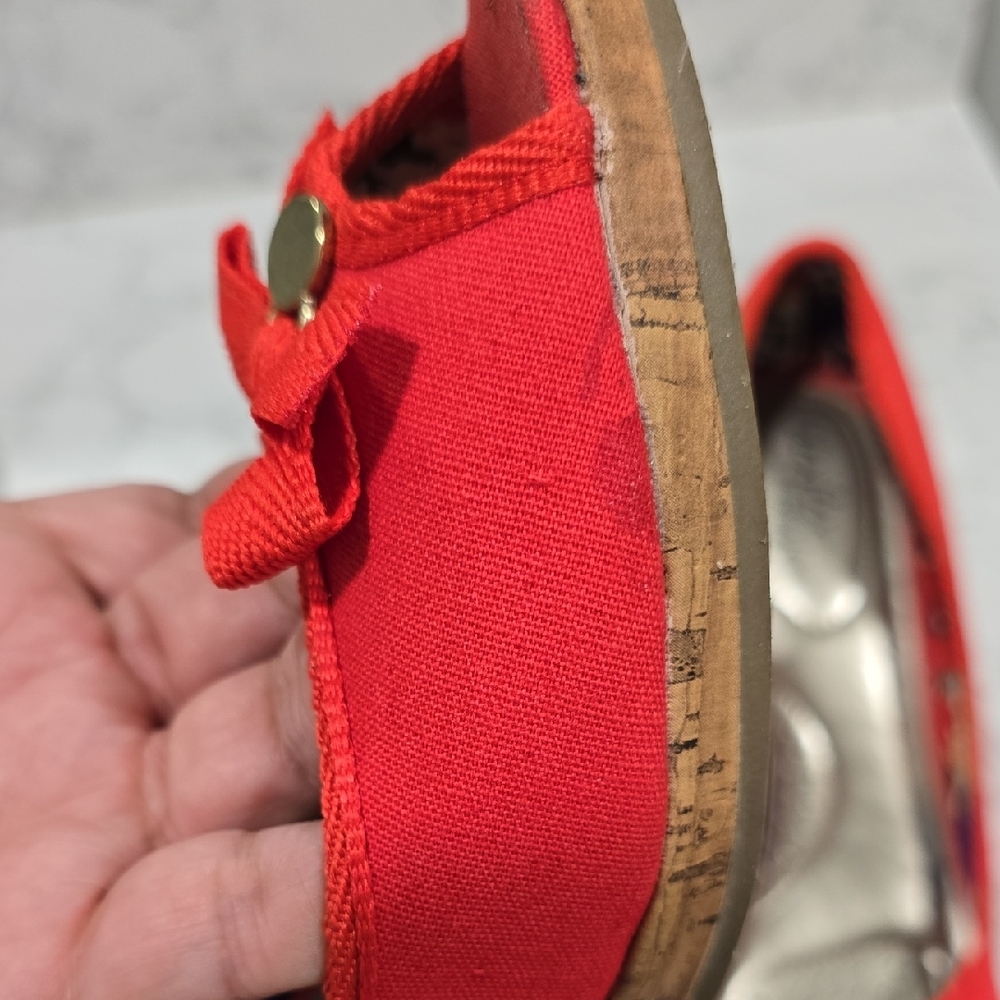 Dexflex Comfort Red Peep-Toe Wedges Woman's Size 8.5 - Picture 12 of 15